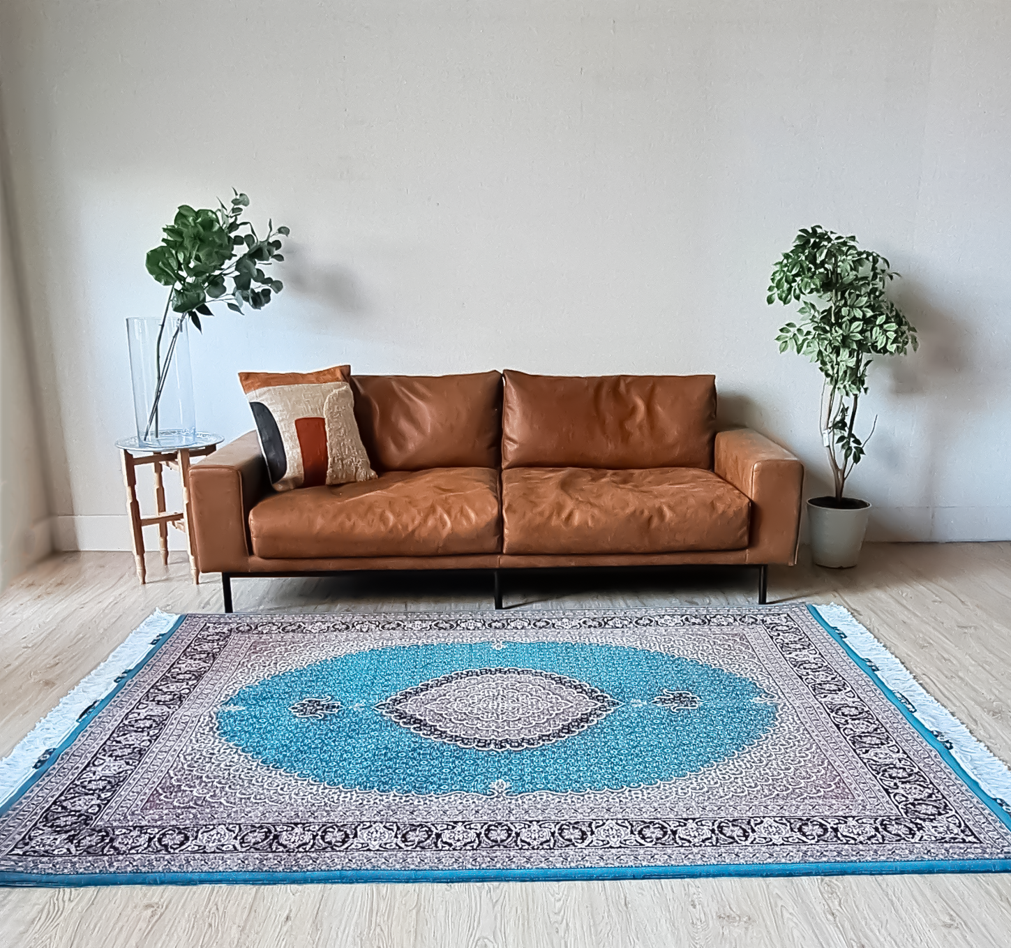 ペルシャ絨毯 グリーン モダン リビングサイズ