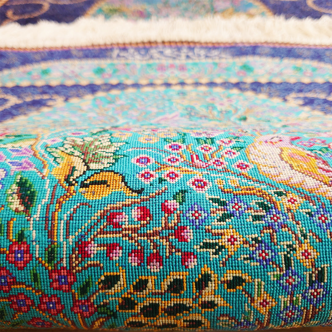 ペルシャ絨毯<br>イラン クム産 アミール工房<br>玄関マットサイズ 88×60