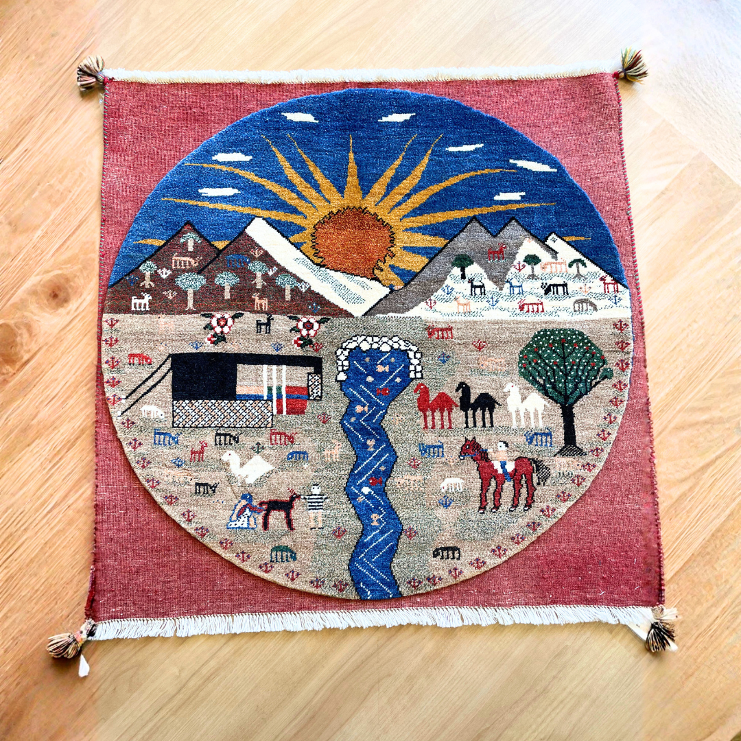 ギャッベ イラン産<br>玄関マットサイズ 100×100