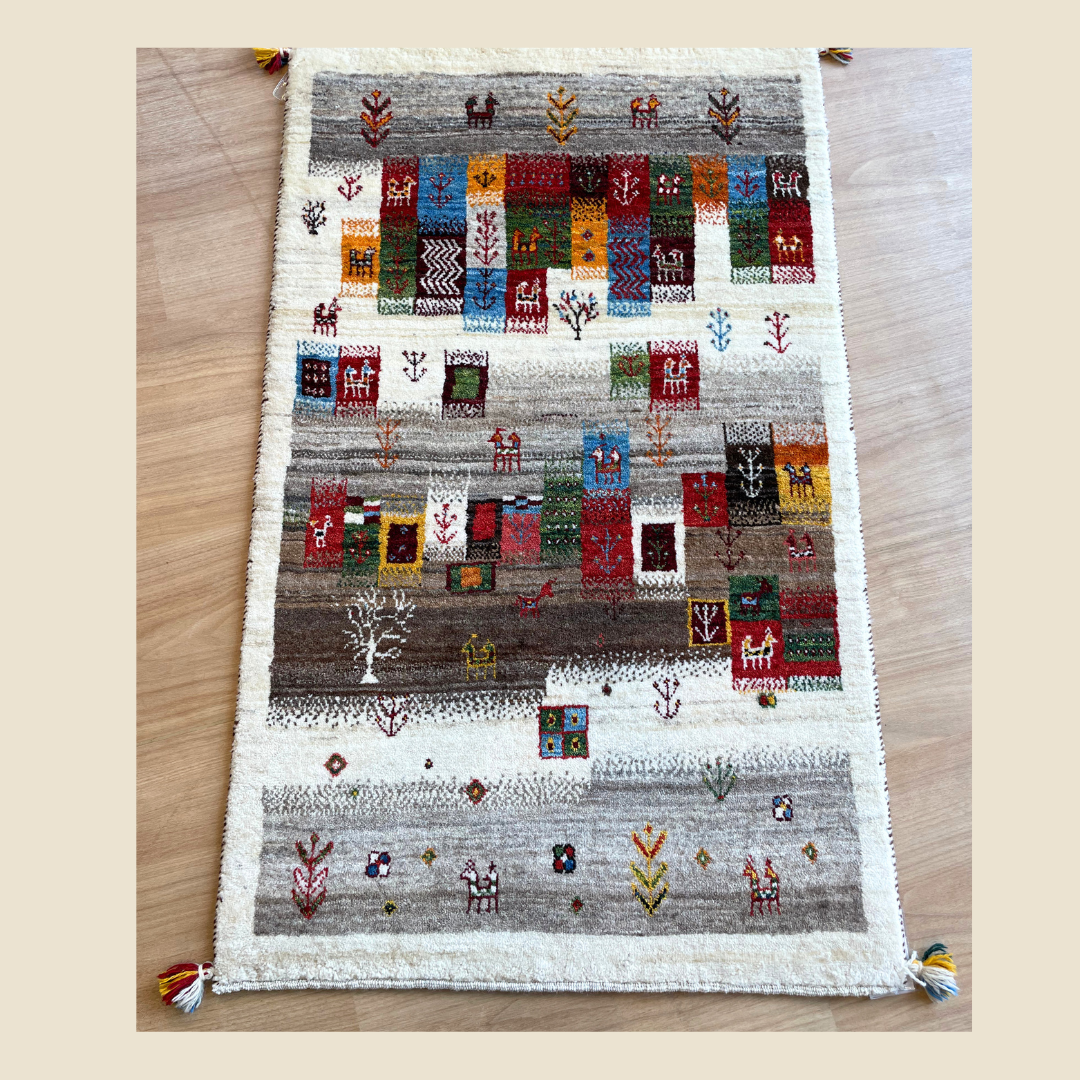 ギャッベ イラン産<br>玄関マットサイズ 127×77