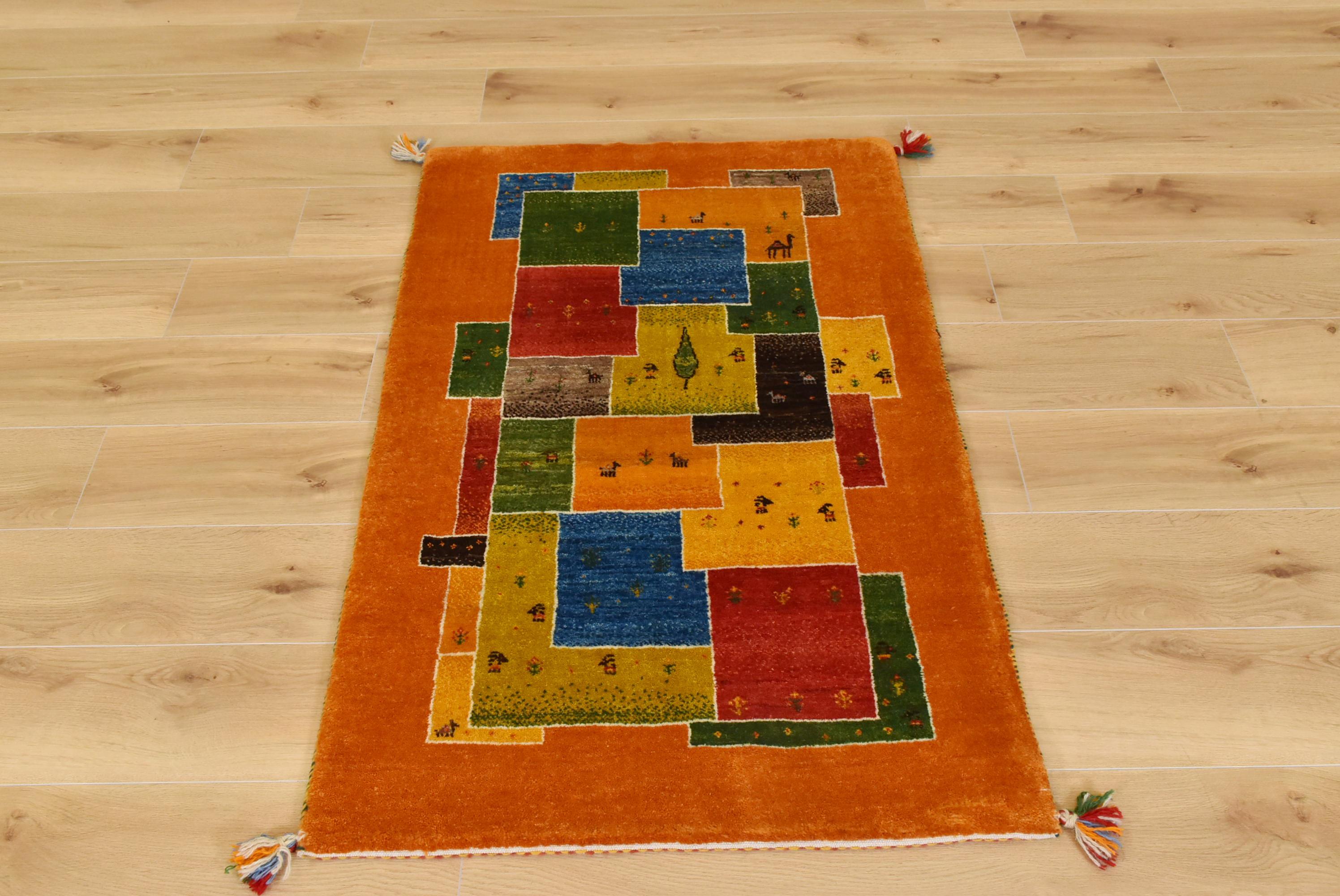 ギャッベ イラン産 <br>玄関マットサイズ 126✕78