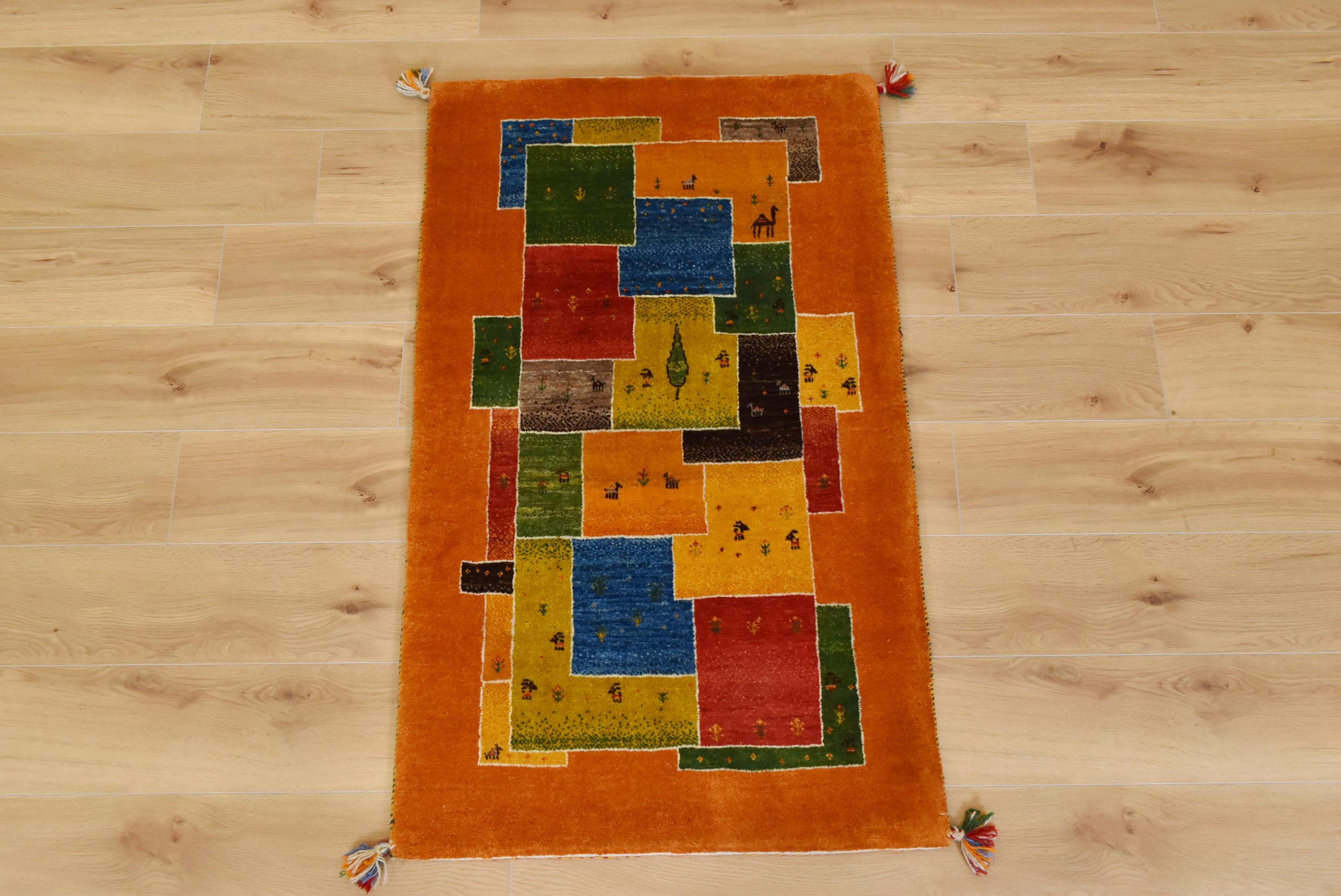 ギャッベ イラン産 <br>玄関マットサイズ 126✕78