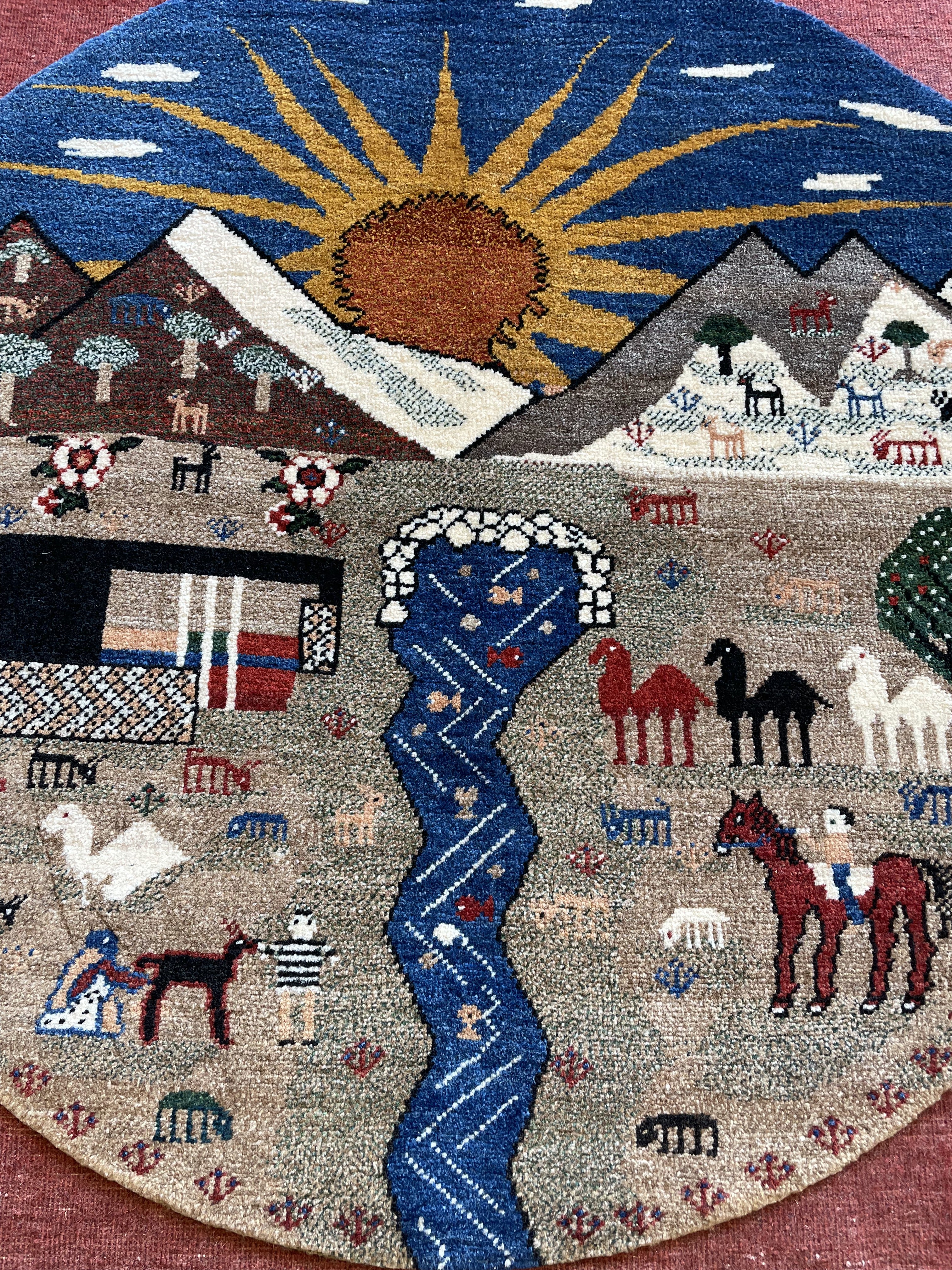 ギャッベ イラン産<br>玄関マットサイズ 100×100