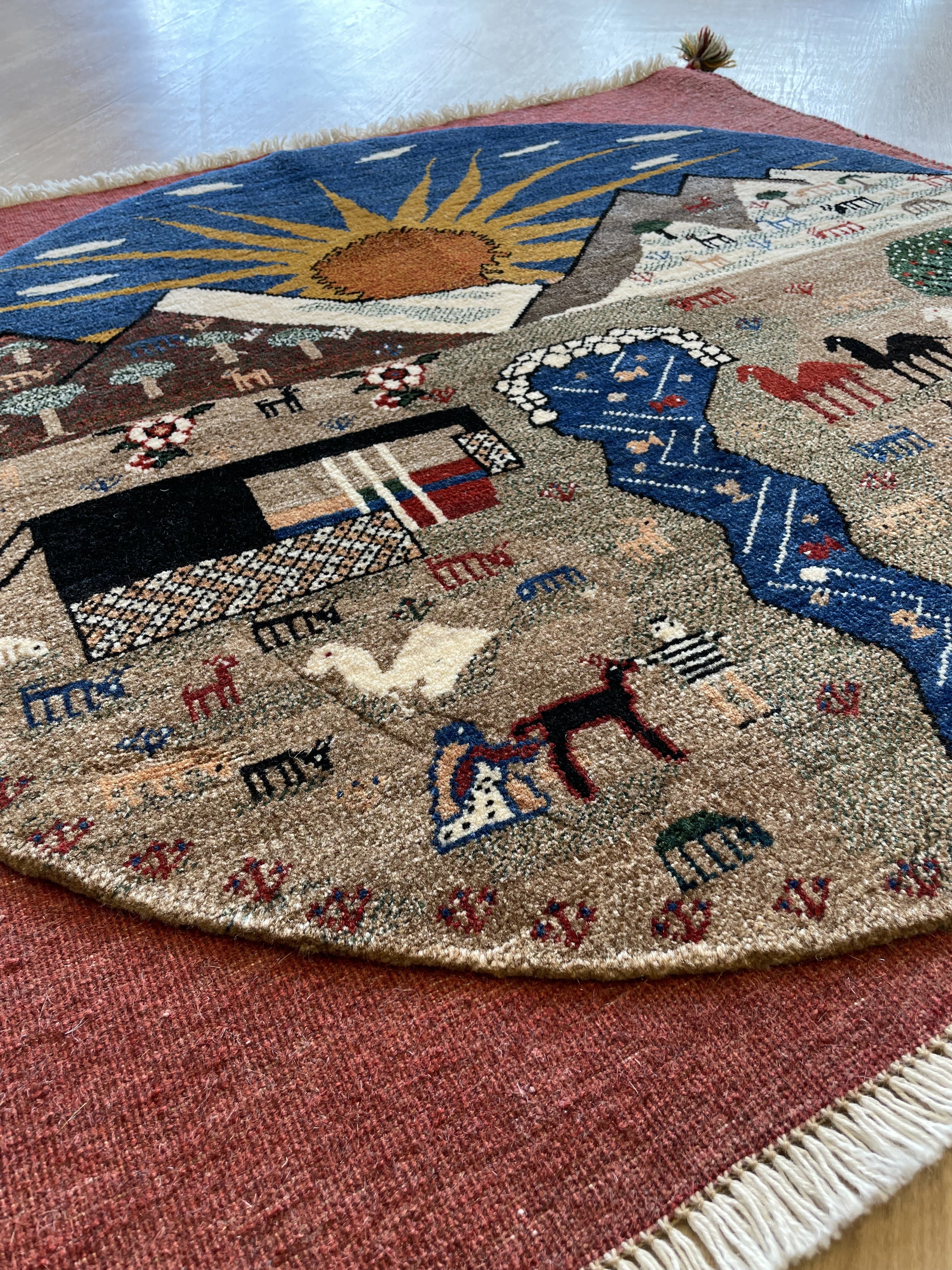 ギャッベ イラン産<br>玄関マットサイズ 100×100