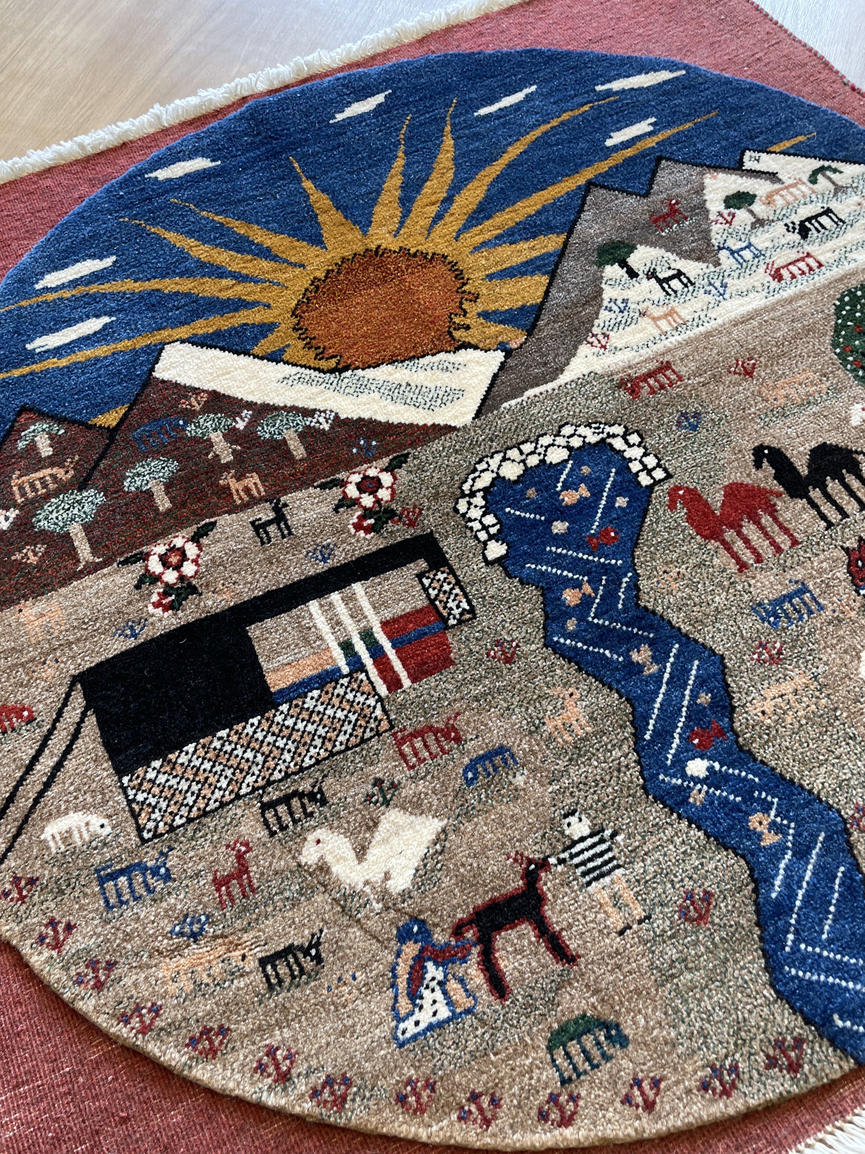 ギャッベ イラン産<br>玄関マットサイズ 100×100