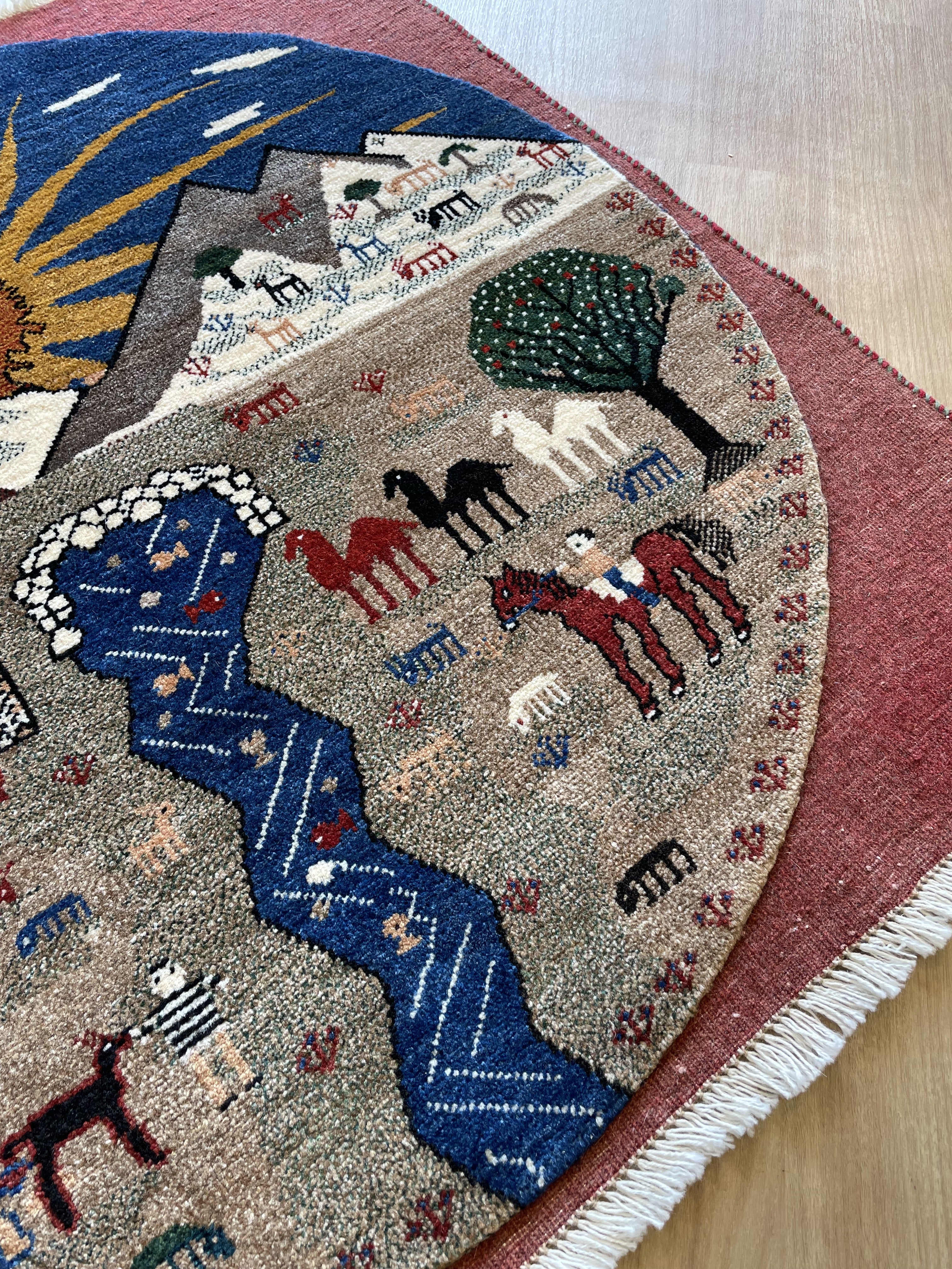 ギャッベ イラン産<br>玄関マットサイズ 100×100