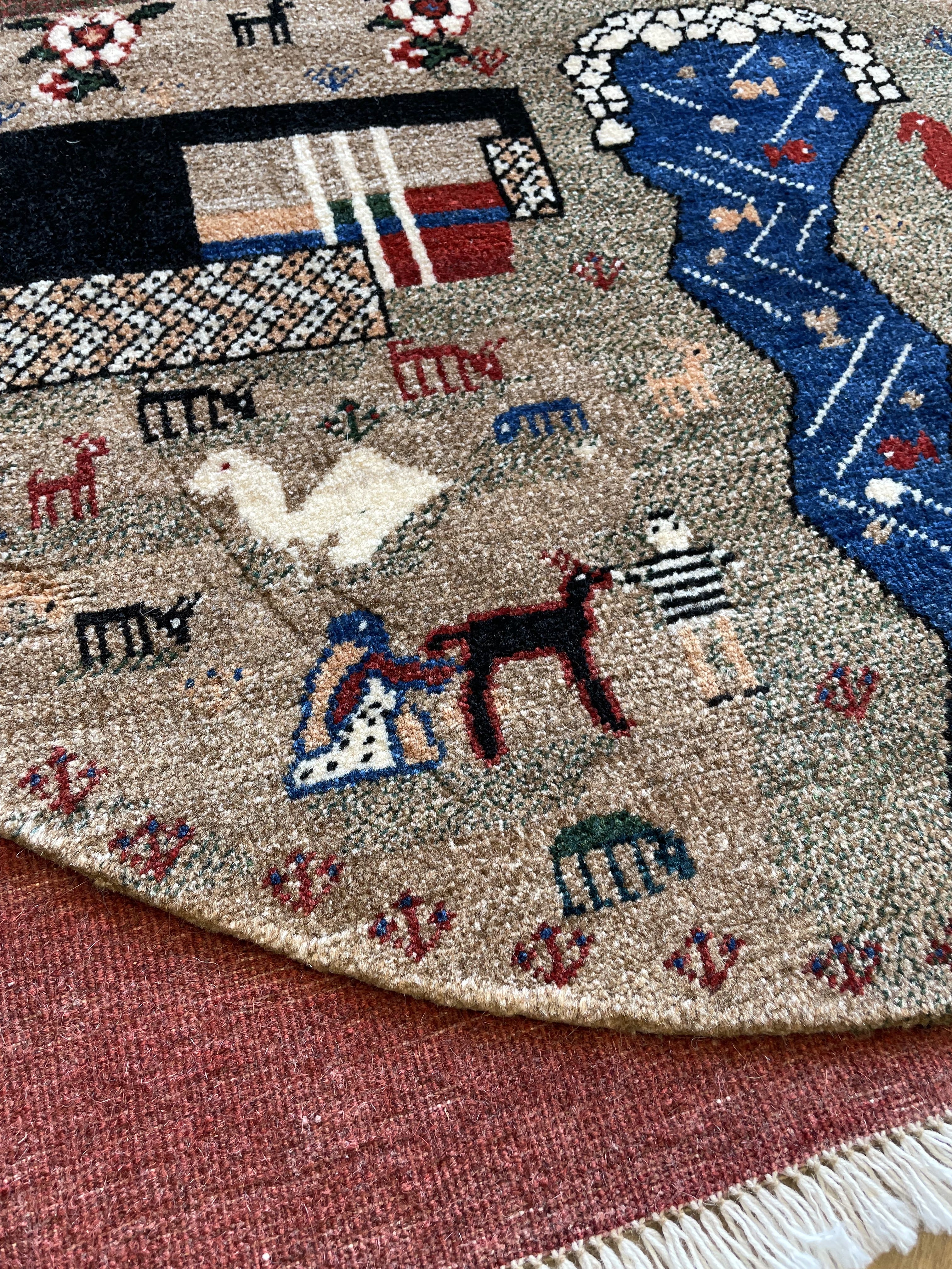 ギャッベ イラン産<br>玄関マットサイズ 100×100