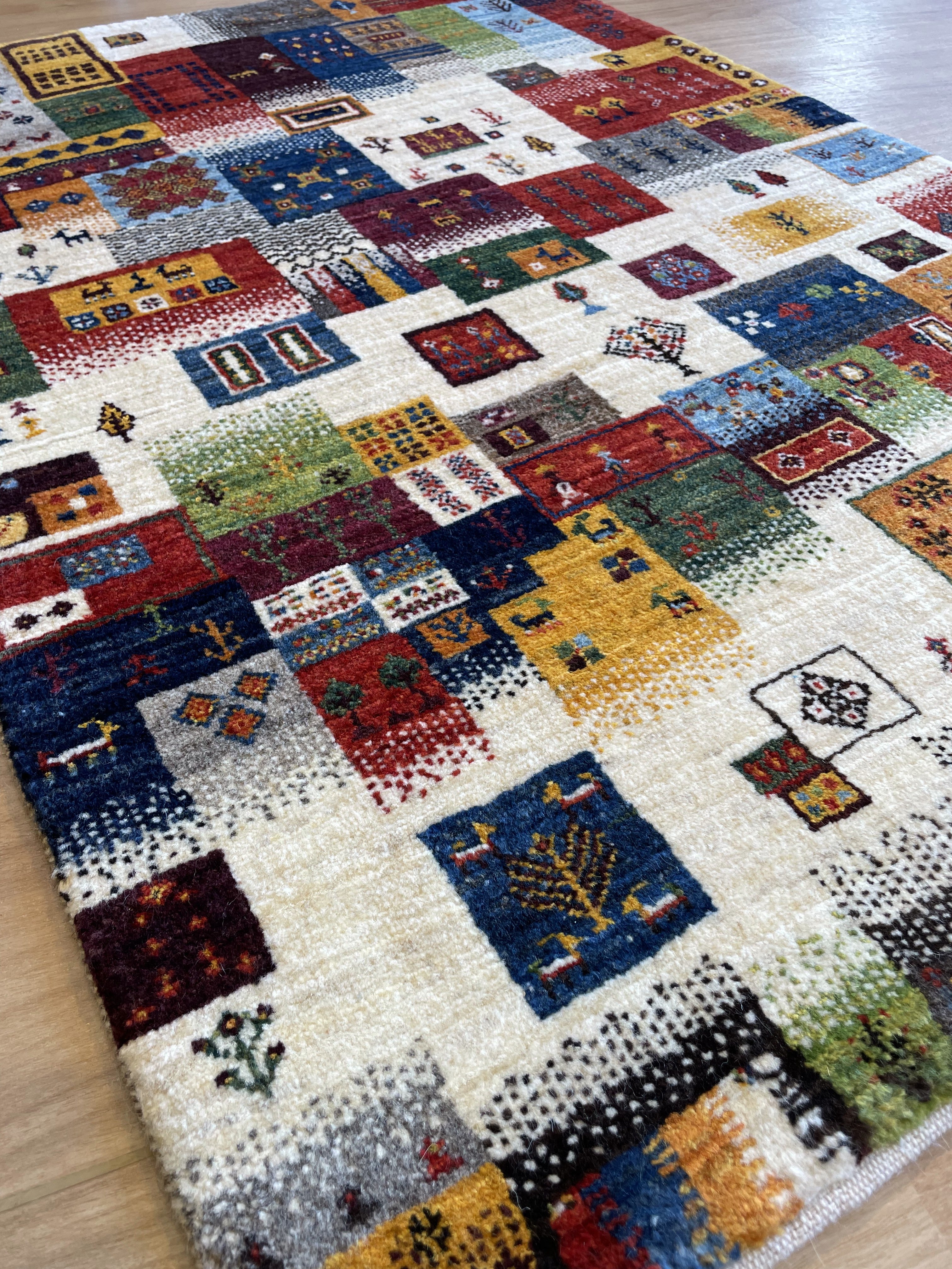 ギャッベ イラン産<br>玄関マットサイズ 125×86