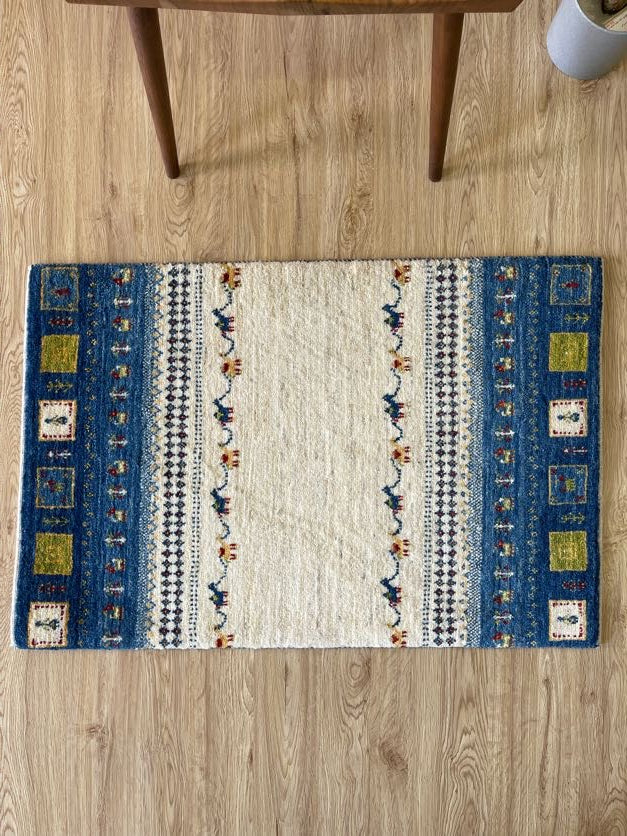 ギャッベ イラン産<br>玄関マットサイズ 93✕62