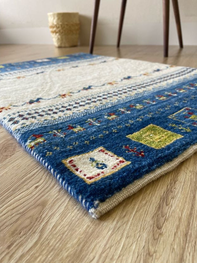 ギャッベ イラン産<br>玄関マットサイズ 93✕62