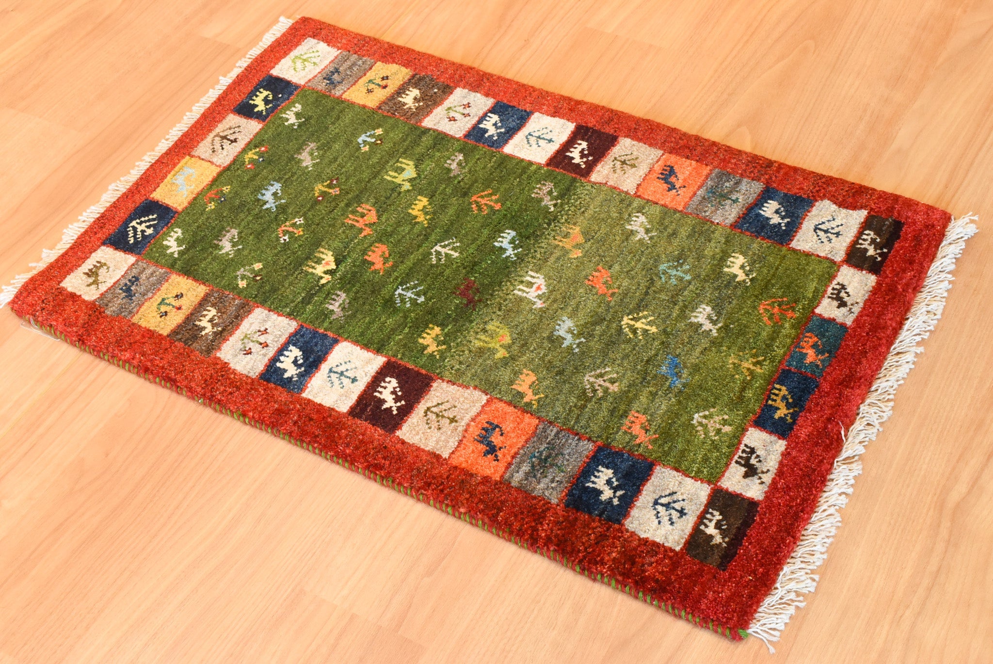 ギャッベ イラン産 <br>玄関マットサイズ 62×92
