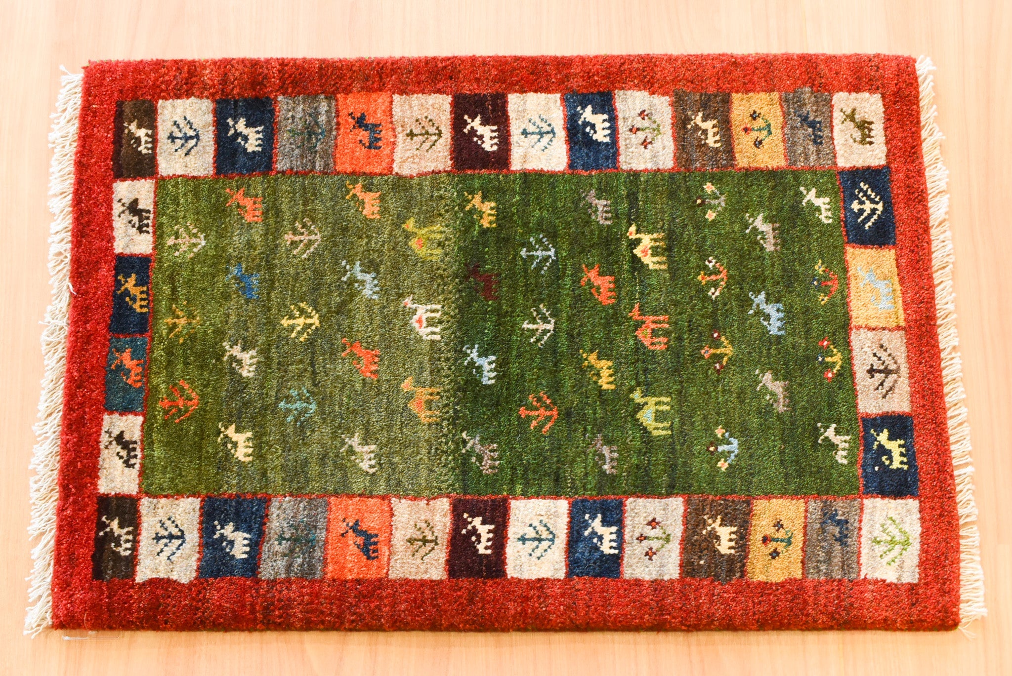 ギャッベ イラン産 <br>玄関マットサイズ 62×92
