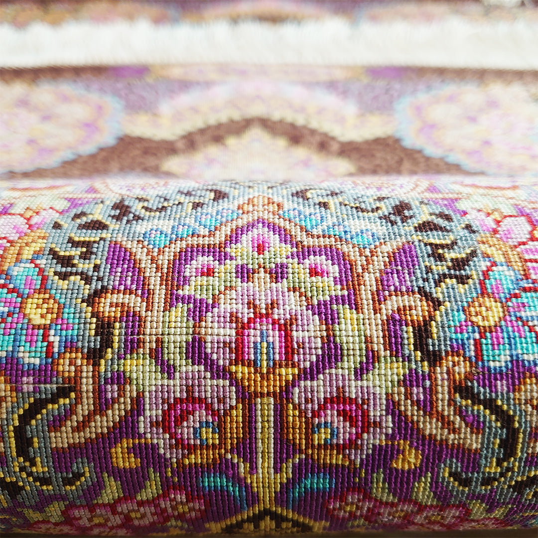 ペルシャ絨毯<br>イラン クム産【テルメ工房】<br>玄関マットサイズ ６０×８８