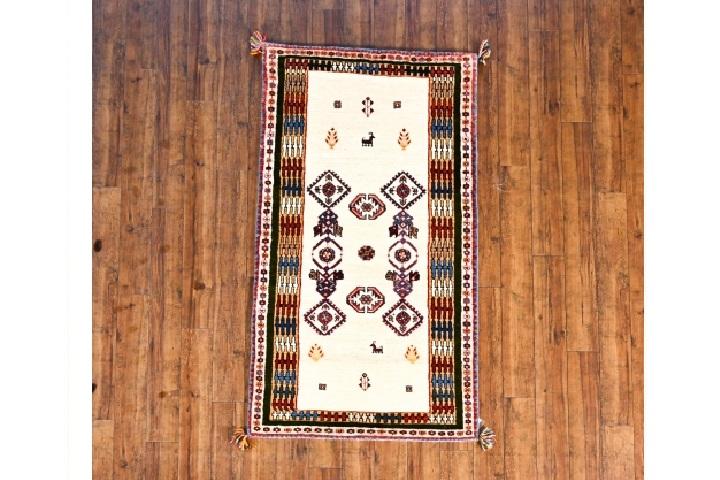 ギャッベ　イラン産 <br>ロングサイズ 153×79<br>【商品番号： 36375】
