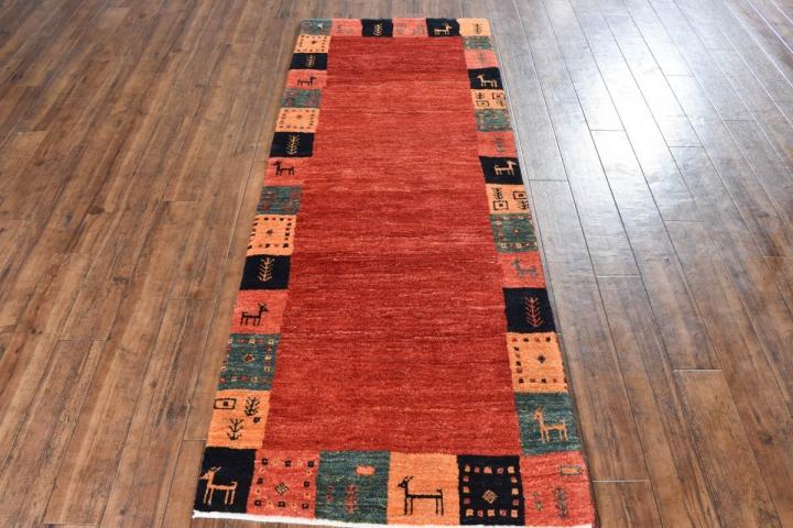ギャッベ　イラン産 <br>ロングサイズ 194×73<br>【商品番号： 11190】