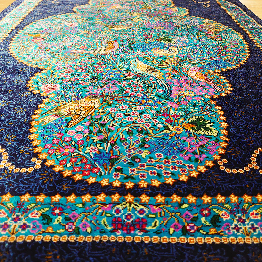 ペルシャ絨毯<br>イラン クム産 アミール工房<br>玄関マットサイズ 88×60