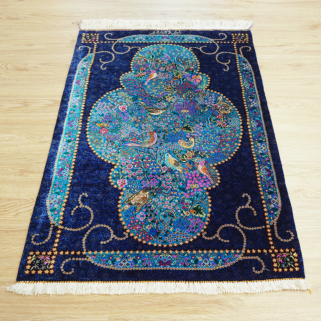 ペルシャ絨毯<br>イラン クム産 アミール工房<br>玄関マットサイズ 88×60