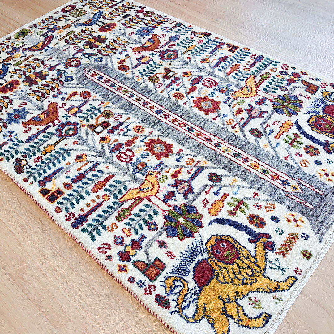 ギャッベ イラン産<br>玄関マットサイズ 124×83