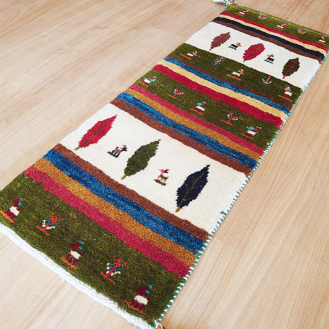 ギャッベ　イラン産 <br>ロングサイズ 118×41