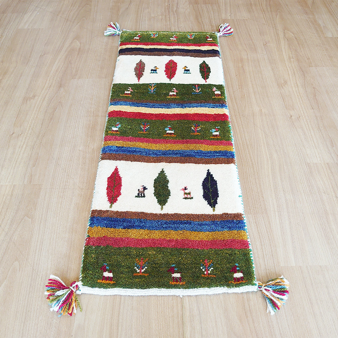 ギャッベ　イラン産 <br>ロングサイズ 118×41