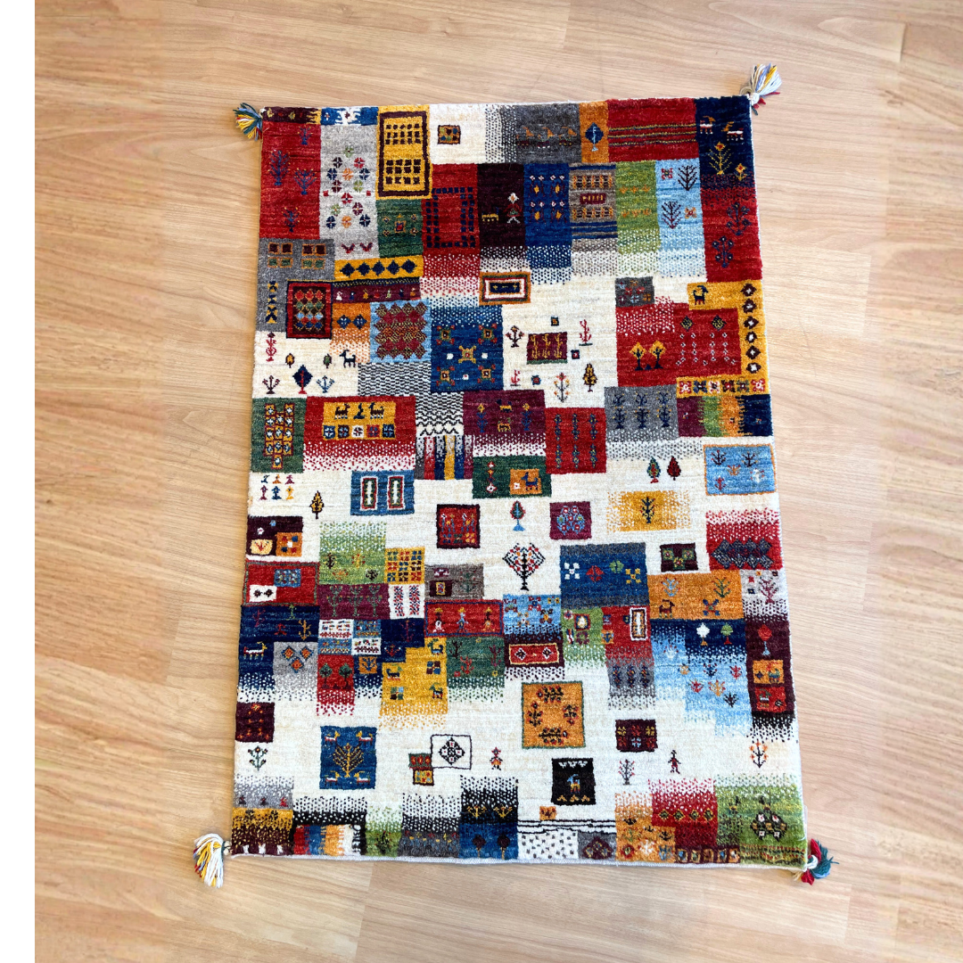 ギャッベ イラン産<br>玄関マットサイズ 125×86