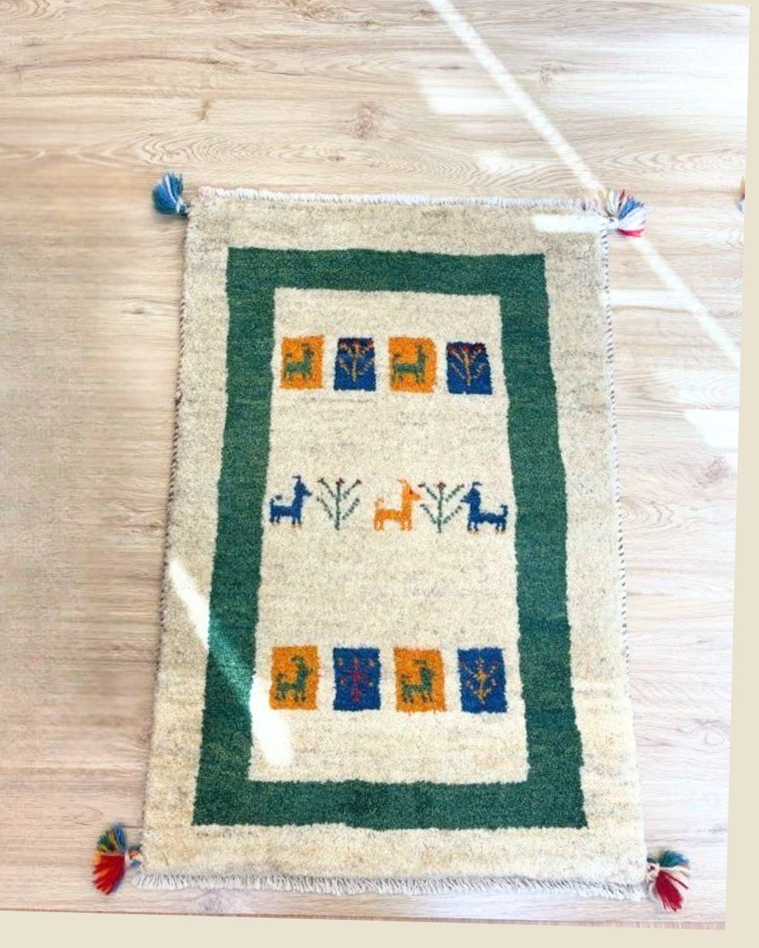 イラン製ギャッベ 玄関マットサイズ (61×83) ギャッベ イラン産玄関マットサイズ 92✕61