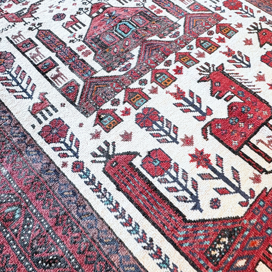 トライバルラグ<br>イラン産 バルーチ<br>リビングサイズ 197×110