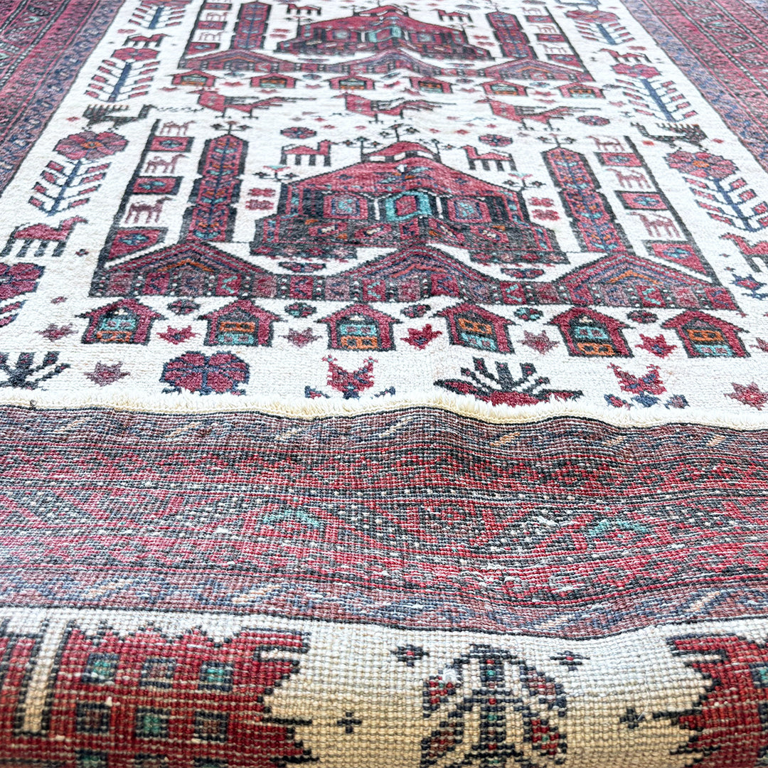 トライバルラグ<br>イラン産 バルーチ<br>リビングサイズ 197×110