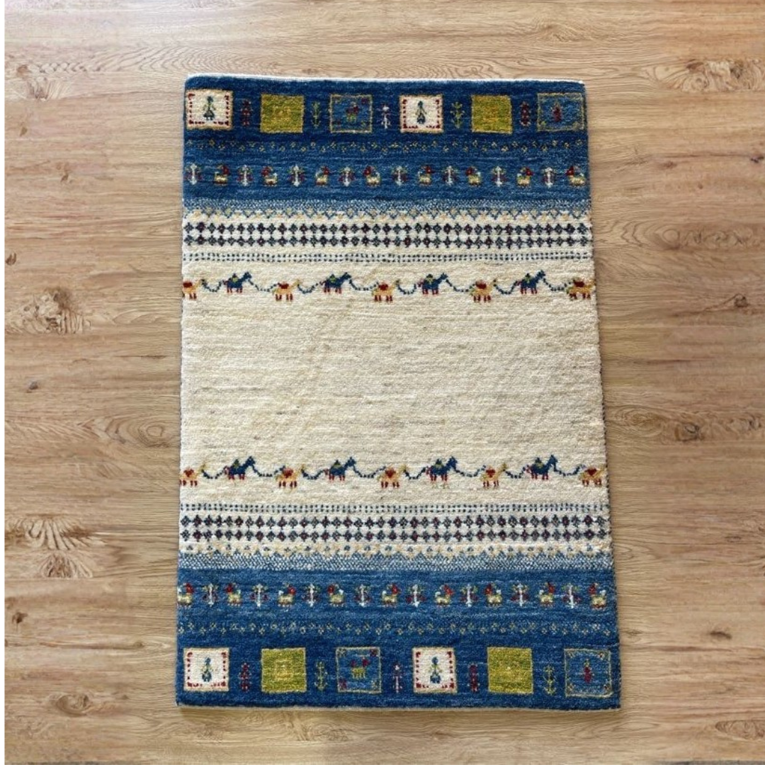 ギャッベ イラン産<br>玄関マットサイズ 93✕62