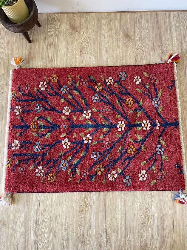 イラン製ギャッベ 玄関マットサイズ (61×83) ギャッベ イラン産玄関マットサイズ 97✕67