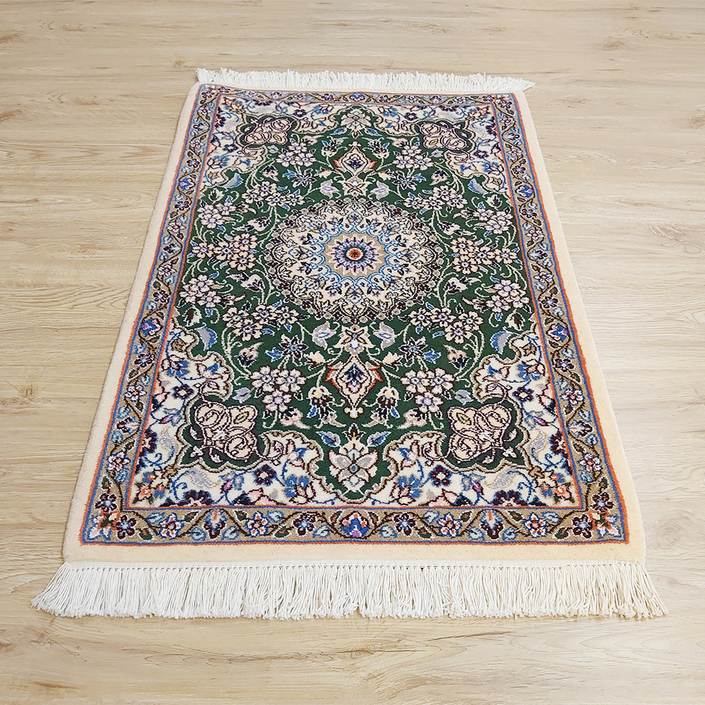 ペルシャ絨毯<br>イラン ナイン産<br>玄関マットサイズ 90×60