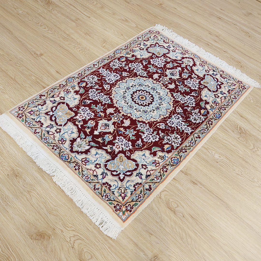 ペルシャ絨毯 イラン ナイン産<br>玄関マットサイズ 90×60